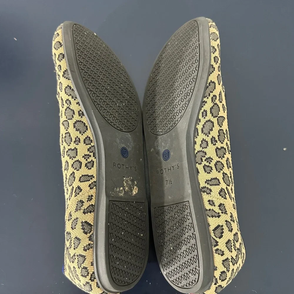 Rothy's The Flat Spotted Leopard Round Toe Ballet Flats Women's 7.5 Animal Print